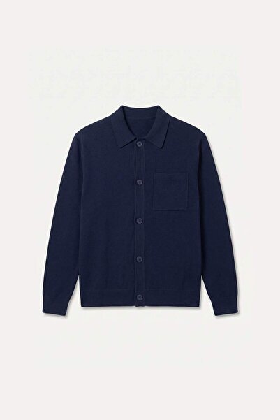 DeFacto Standard Fit Polo Collar Knitwear Cardigan H9699Ax26Au