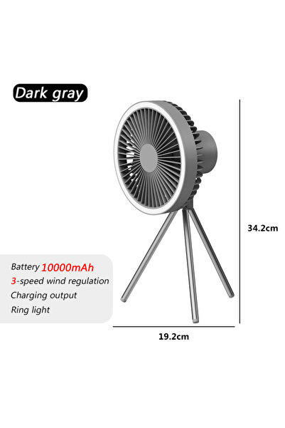 Choice1 Dark gray 10000mAh Outdoor Camping Rechargeable Fan Portable Office W...