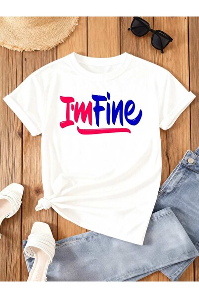 NOURAM تي شيرت نسائي بطبعة "I'M Fine"، توب أبيض 2026. مثالي للاستخدام اليومي،...