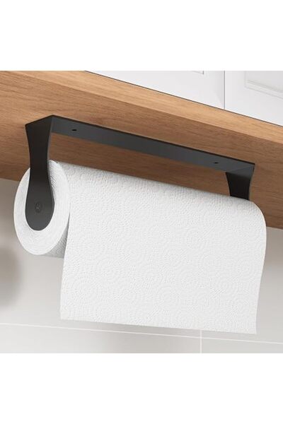 Arabest Paper Towel Holder, Stainless Steel Adhesive Wall Mount Rack, Black F...