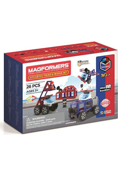 Magformers Jucărie magnetică de construcție Set uimitor de poliție și salvare...
