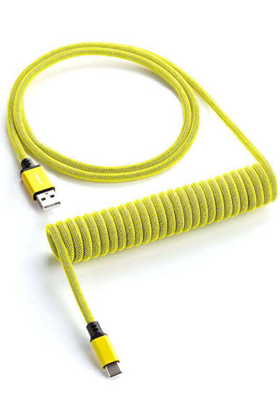 CableMod Cablu USB 2.0 spiralat USB-C tată - USB-A Galben 1.5m (CM-CKCA-CY-KY...