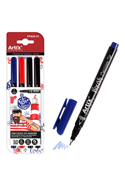 ARTIX PAINTS μαρκαδόρος σχεδίου PP928-01, μπλε/μαύρο/κόκκινο, 4τμχ