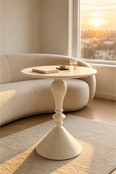 Shangxing Modern Round Pedestal Side Table, Black Minimalist End Table with C...