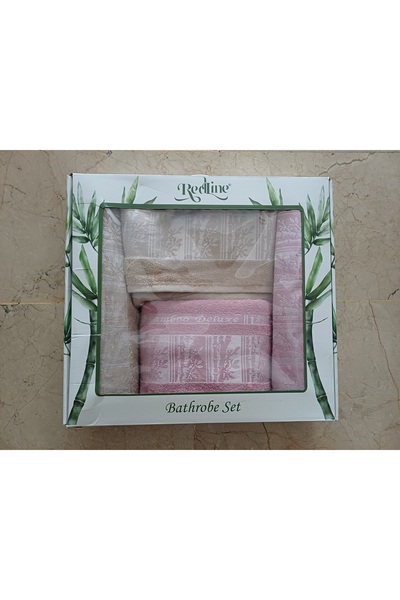 SÜMER Redli̇ne Bamboo Bath Set - Beige / Pink