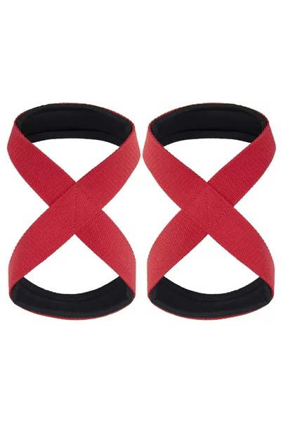 choice2 Red Padded Figure 8 Straps Deadlift Weight Lifting Wrist Straps Power...