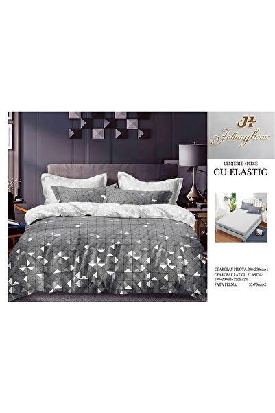 naniland.ro Lenjerie de Pat Bumbac Satinat 2 Persoane 4 Piese cu Elastic 180x...