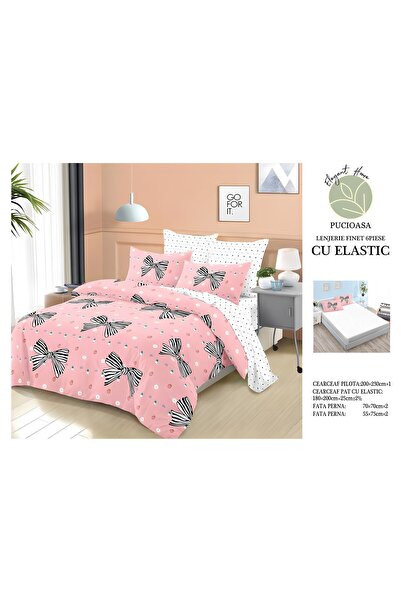 naniland.ro Lenjerie de Pat Bumbac Satinat 2 Persoane 6 Piese cu Elastic 180x...