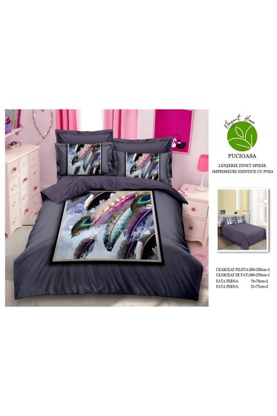 naniland.ro Lenjerie de Pat 5D Finet 2 Persoane 6 Piese fără Elastic 200x230 ...