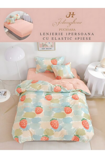 naniland.ro Duvet Cover Set 1 Person 4 Pieces with Stretchy 155x200 cm, Model...