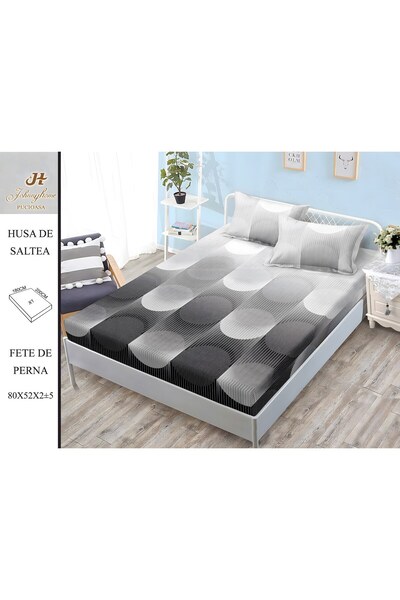 PlayFun Satin Cotton Bed Cover 2 Persons 3 Pieces with Stretchy 180x200 cm, M...