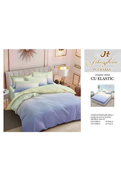 naniland.ro Lenjerie de Pat Bumbac Satinat 2 Persoane 6 Piese cu Elastic 180x...