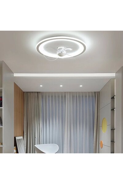 Modern LED Tavan Vantilatörü Avize Kumandalı 3 Renk Aydınlatma 50 çap