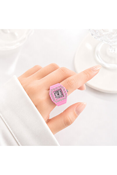 Alvora Colorful Mini Finger Watch Stylish Crystal Stone Quartz Ring Watch