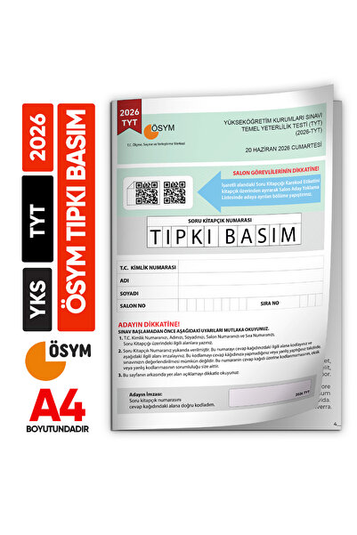 Karakutu Yayınları 2026 YKS-TYT ÖSYM Tıpkı Basım Çıkmış Soru Kitapçığı (Video...
