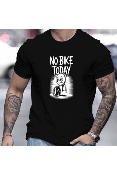 STITCHLY تي شيرت رجالي بمقاسات كبيرة، تصميم مريح وعصري، يتميز بطبعة 'NO BIKE ...