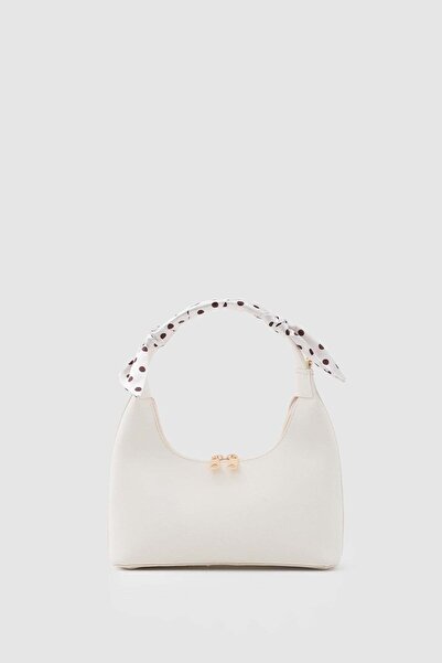 Shule Bags Laguna Scarf Detailed Handbag and Crossbody Bag Cream