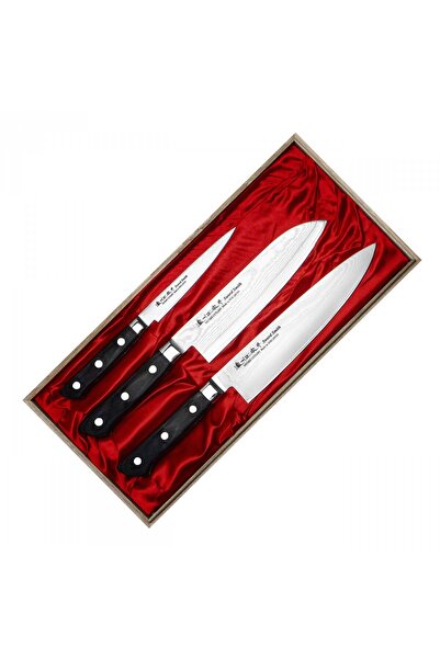 Satake Cutlery Set 3 cutite de bucatarie Daichi, otel, manere din lemn
