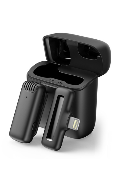 APEXEL ασύρματο μικρόφωνο APL-MIC013 με θήκη φόρτισης, Lightning, 2.4GHz, μαύρο