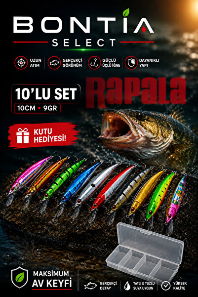 Bontia Minnow Rapala Suni Balık Yemi Seti 10 Adet 10 cm 9 gr Levrek Lüfer Pal...
