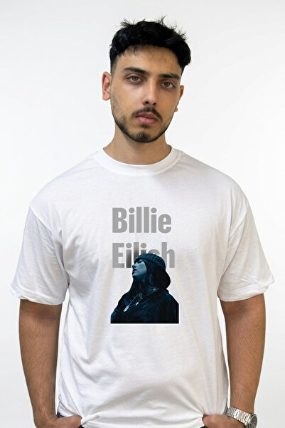 Anetos Billie Eilish_124 Design Printed Oversize White T-Shirt