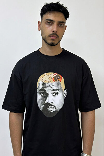 Anetos Μαύρο μπλουζάκι με σχέδιο Dropout Bear του Kanye West, με στάμπα και σ...