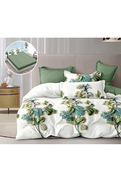 CHIRASO Set Lenjerie Pat CHIRASO, 6 Piese, Cearceaf cu ELASTIC 180x200, Husa ...