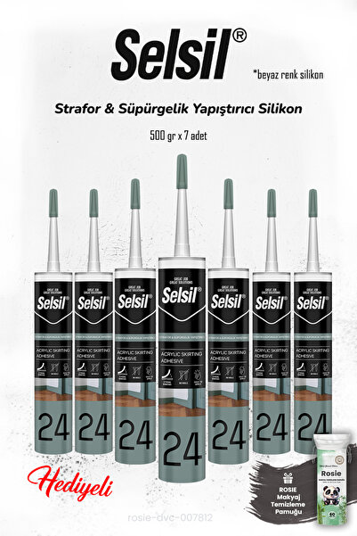Selsil 7'li 300 ml Strafor & Süpürgelik Yapıştırıcı Silikon ve ROSIE