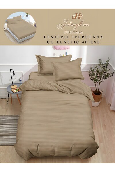 naniland.ro Lenjerie de Pat Damasc 1 Persoană 4 Piese Cu Elastic 140x200 cm