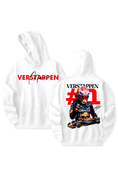 STİL-X Max Verstappen Printed Cotton Long Sleeve Hooded Sweatshirt with 3 Yarns