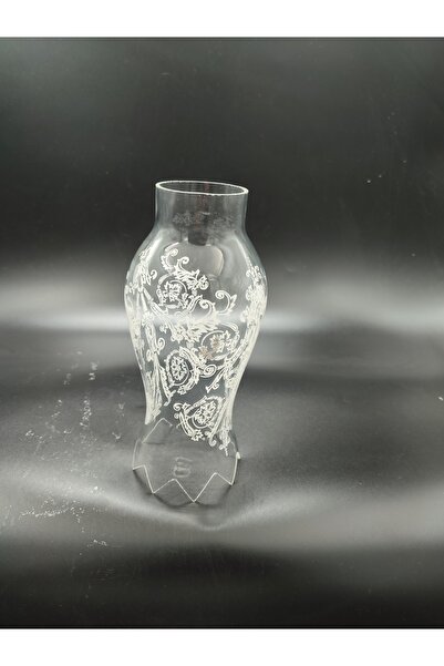 KUĞULU AVİZE LAMBA CAMI.BEYAZ MOTİFLİ,AĞIZ KISMI KESMELİ (Alt yuva çapı:5.50 cm-h:21.50 cm)(E.14)(E.27) Mum ampule göre.