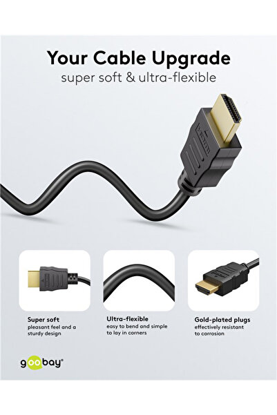 goobay καλώδιο HDMI 80102 με Ethernet, soft, 4K/60Hz, 18 Gbps, 1.5m, μαύρο