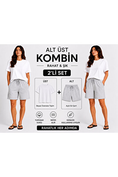 JULİA MODA 2-Piece Women's Shorts-T-Shirt Set Breathable Lightweight Fabric M...