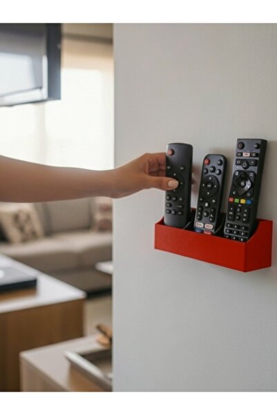 usin Kırmızı Çok Amaçlı Duvara Yapıışkanlı 3 Bölmeli TV Uydu Klima Kumandalık...