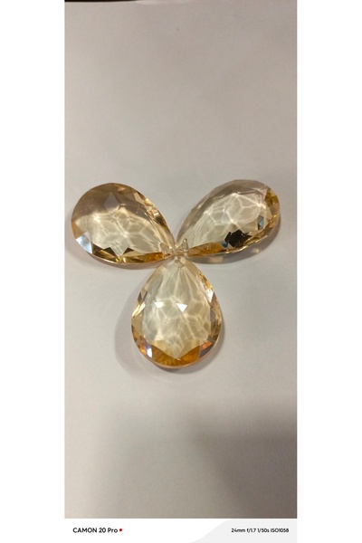 ADA AVİZE 3 ADET Bal Badem Kristal Avize Taşı (boyu 5 cm, eni 3,5 cm)