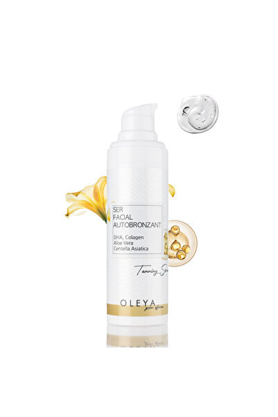Oleya Picături pentru bronzare – Ser facial autobronzant cu DHA, Colagen, Alo...