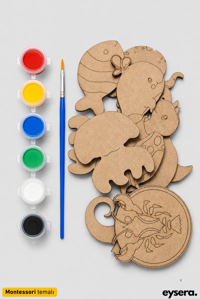 eysera Magnetic Coloring Set - Sea Animals - Montessori Educational Toy, Wooden Coloring