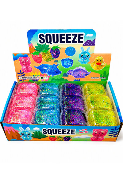 Squishy Jucărie Antistres Squeeze cu Sclipici, Slow Rising, Gel Elastic, Fidg...