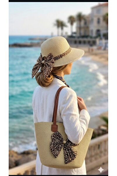 EMKSHOP Women's Straw Beach Bag and Hat Set