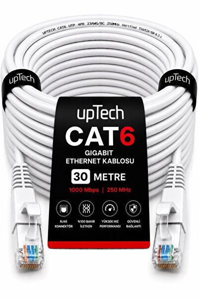 upTech Cat6 Ethernet Cable 30 Meters Rj45 Lan Internet Modem Router Computer ...