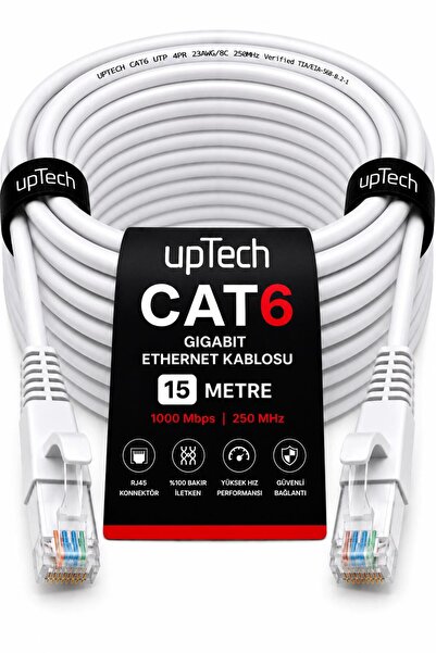 upTech Cat6 Ethernet Cable 15 Meters Rj45 Lan Internet Modem Router Computer ...