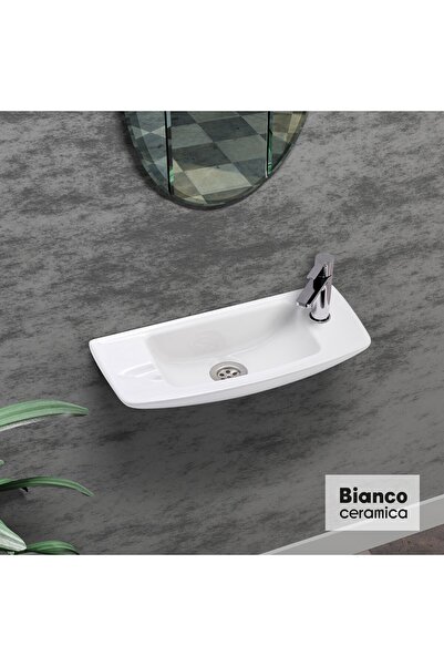 BIANCO CERAMICA Κρεμαστός Πορσελάνινος Νιπτήρας 45,5x20,5εκ Λευκό Γυαλιστερό
