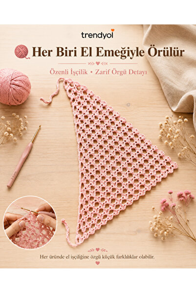 NEHOLİA Triangle Bandana Mink Color Women's Hair Accessory Knitted Scarf