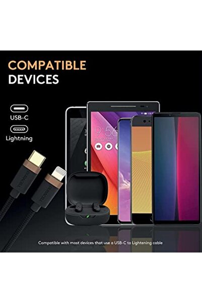 Yıldızan كابل USB-C إلى Lightning مجدول أسود من edl shop 1290799