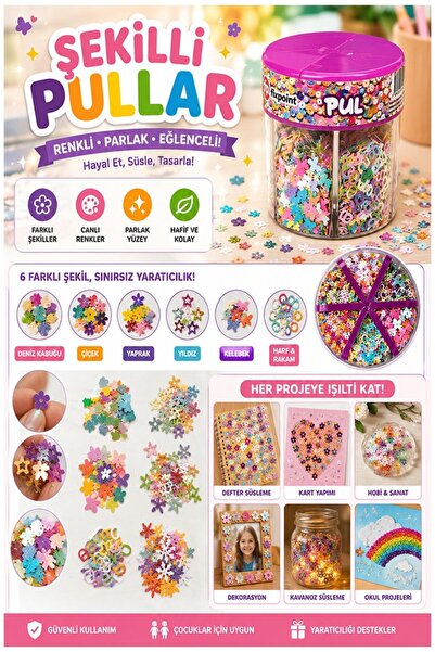 Artmaster Karışık Şekilli Elişi Pulu Standlı 6 Model 90gr 1 Paket Set 2 Parla...
