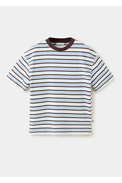 MANGO Kids %100 çizgili pamuklu tişört