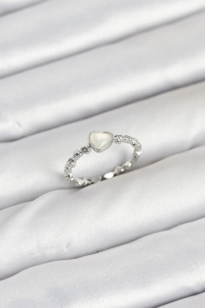 Marsilyan Brass Silver Color Heart Model Women's Ring Elk-Bjtieg