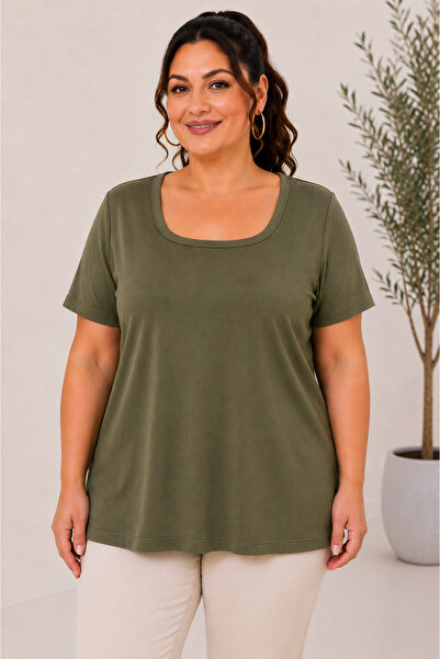 Gülmina Moda Women's Viscose Square Neck Plus Size Blouse