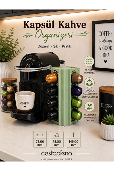 CESTOPİENO Capsule Coffee Organizer 16-Capsule Rotating Stand Nespresso Compa...