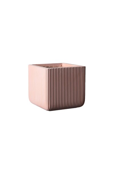 SUPERGREENS Γλάστρα Πήλινη Τετράγωνη ''Stripe'' Σομόν L 37x37x33 εκ.